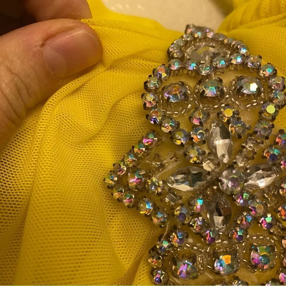 Weissman Dance costume yellow rhinestone Take Me Home 12997 IC child 7/8